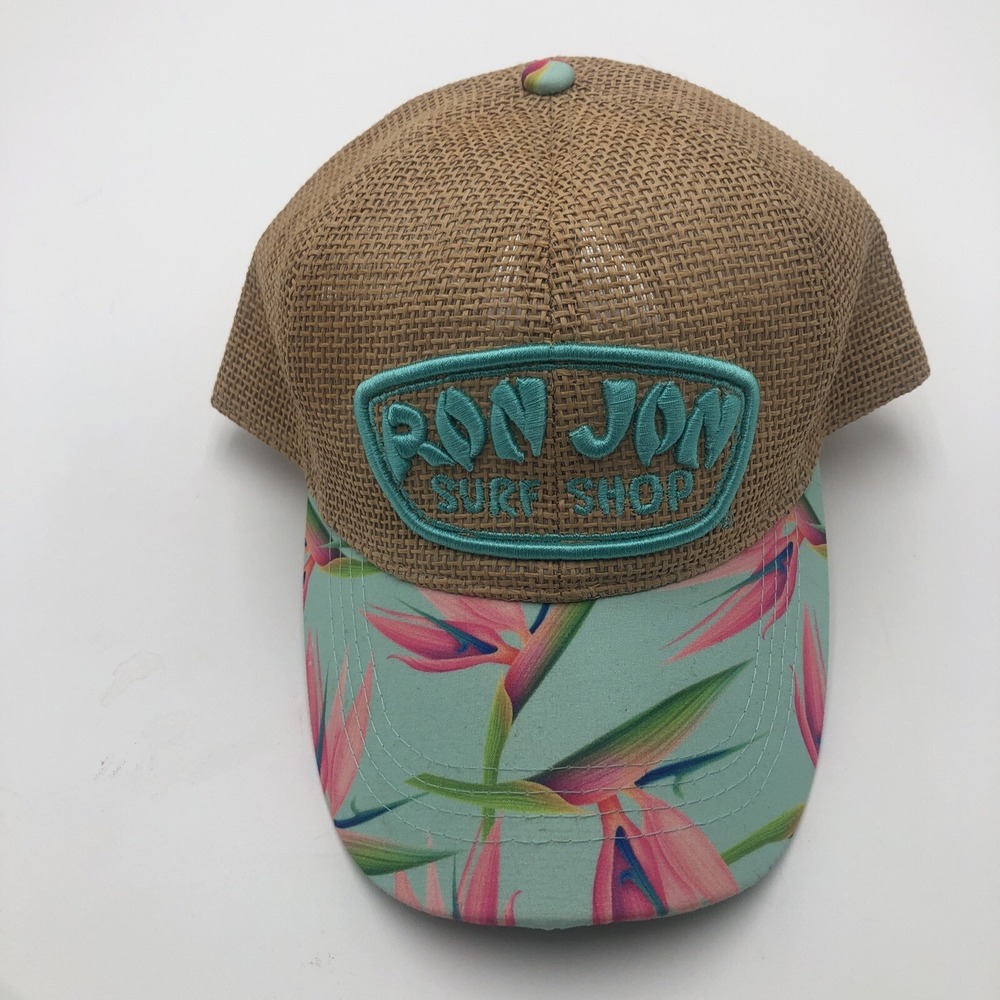 Ron Jon Surf Shop Hat Floral‎ Turquoise Snap Back Unisex Trucker Cap Paper Poly